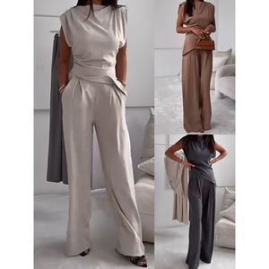 Setelan <span class=keywords><strong>2</strong></span> Potong Atasan dan Celana Kasual Wanita yang Menonjolkan Pinggang  Fashion - Product Image 2