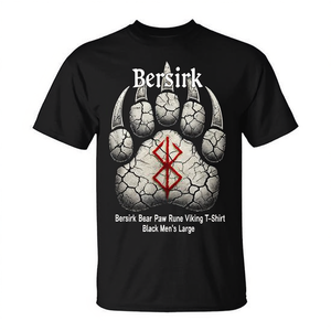 Berserk Bear Paw Rune Viking T-shirt noir pour hommes, taille L - Product Image 2