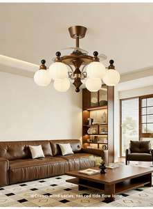 Modern Outdoor <b>Ceiling</b> Fan <b>Light</b> Q152 4 LED Bulbs AC Motor <b>Remote</b> <b>Control</b> 2700K Warm White Plastic Body Flush Mount - Product Image 2