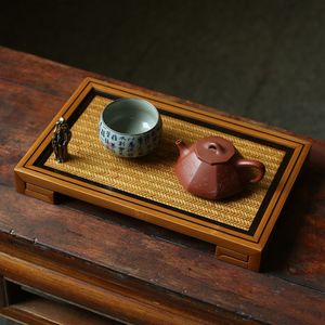 Bamboo <b>Tea</b> Tray Flat Durable <b>Tea</b> <b>Set</b> Display Stand For One Teapot And Two Cups - Product Image 2