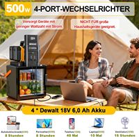 Inversor de 500w Compatible con Batería DeWalt para 18V Dc y 230v Ac, Es un Voltaje Sinusoidal Puro con 4 Puertos para Camping