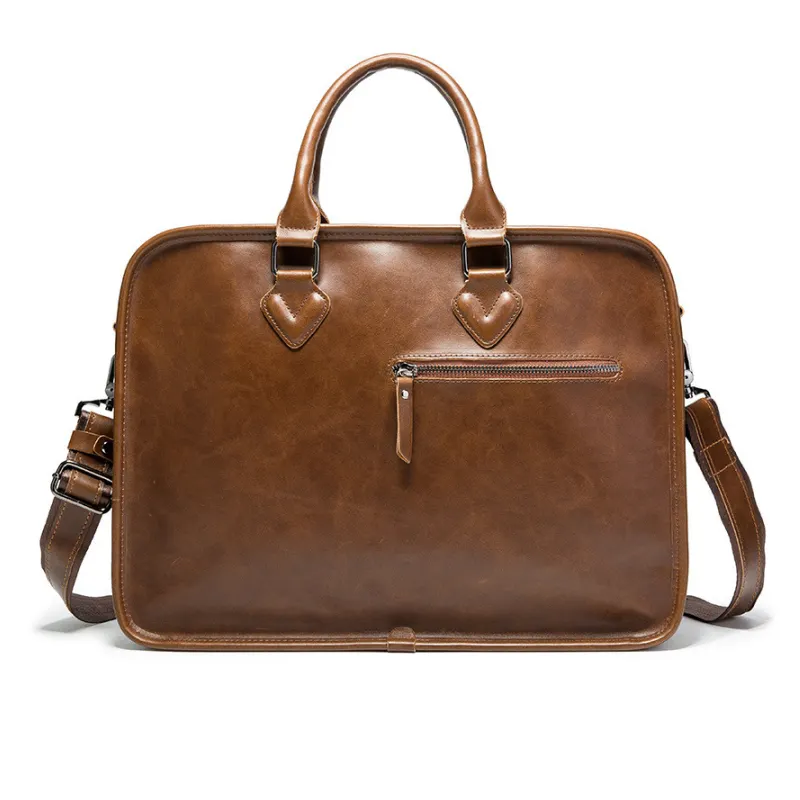 2022 Custom Crazy Horse PU Leather Briefcases Handbag For Office Men Laptop Bag