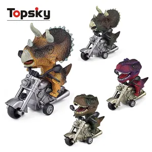 热卖恐龙摩托车玩具拉回赛车男孩迷你赛车模型恐龙摩擦玩具车惯性汽车玩具