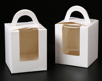 Boîte kraft transparente à fenêtre pour mini-gâteaux, muffins et tartes aux œufs, prix d'usine, portable, à trou unique, couleur unie, pour l'emballage alimentaire