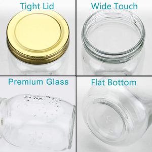 Tarros de vidrio de boca ancha de 2oz, 4oz, 6oz, 8oz, 16oz, 32oz, 64oz <span class=keywords><strong>para</strong></span> mermelada, <span class=keywords><strong>miel</strong></span>, salsas y conservas con tapas - Product Image 4
