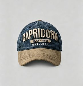OEM ODM Available Capricorn Baseball Cap Vintage Washed Denim Two-Tone Embroidered Dad <b>Hat</b> <b>for</b> Export - Product Image 1