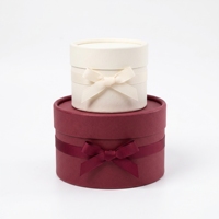 Boîte cylindrique ronde personnalisée pour fleurs, en papier mat, avec nœud en ruban, pour cadeaux floraux de mariage et de fêtes