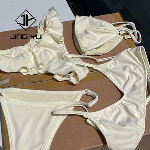 Bikini Micro con Volantes de Color Sólido de Alta Calidad, Ropa de Playa Hawaiana OEM, Bikini de Nailon Reciclado Personalizado - Product Image 1