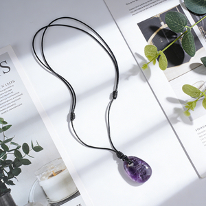 Collar de Moda con Piedra Curativa de Cristal Natural en Forma de Gota de Agua, Hecho a Mano, Pulido, con Cadena de Cuerda Ajustable, Regalo de <span class=keywords><strong>Boda</strong></span> - Product Image 3