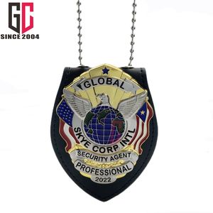 Lencana Keamanan Logam Kustom Pabrik 12 Tahun dengan Tempat Kartu Kulit - Product Image 2