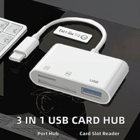 Convertisseur de concentrateur multi-ports 3 en 1 Type-C/Micro USB vers USB-A Adaptateur OTG avec lecteur de carte mémoire TF/SD pour ordinateur portable