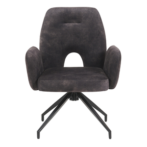 Fauteuils de bureau de salon <span class=keywords><strong>peinture</strong></span> noire cadre en métal couverture en <span class=keywords><strong>tissu</strong></span> siège en mousse rotation automatique à 180 ° chaise d'appoint pivotante - Product Image 2