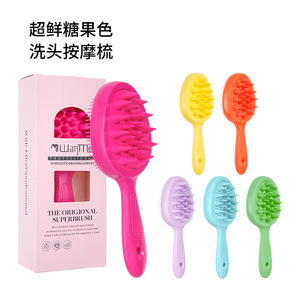 Cepillo de masaje para el cuero cabelludo WanTT, peine de pelo colorido de ABS para champú y masaje - Product Image 1