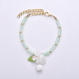 Nuevo collar de Mascota de flor de cuentas de arroz de estilo chino, collar de joyería de gato y perro de estilo antiguo pequeño y fresco - Product Image 4