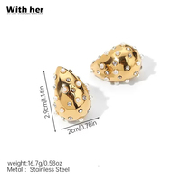 Boucles d'oreilles clous géométriques classiques en forme de goutte d'eau, plaquées or, en acier inoxydable, incrustées de perles et de zircons, bijoux pour femmes