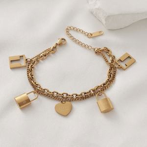 Bracelet à breloques de luxe personnalisé, plaqué or 14k 18k, en acier inoxydable 316l, pour femmes - Product Image 2