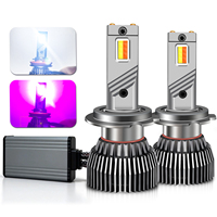 Phares LED H7 Directement de l'Usine, Commutables Blanc Rose Violet pour HIR2 9012 H10 9145 880 881 H27 PSX24W 5202 PSX26W P13W