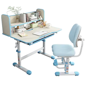 New Ergonomic Children's Study Desk With Bookshelf Adjustable Height For Home Furniture Children's Study Desk And Chair Set
