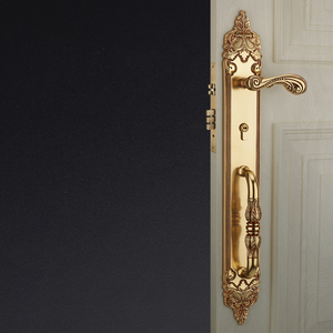<span class=keywords><strong>Poignée</strong></span> <span class=keywords><strong>de</strong></span> <span class=keywords><strong>porte</strong></span> extérieure <span class=keywords><strong>de</strong></span> luxe en laiton doré 24 carats, style européen, pour portes en bois, grande taille - Product Image 4