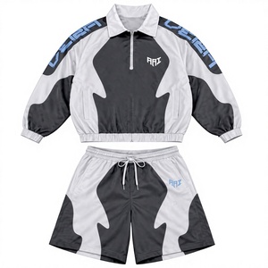 Ensemble de survêtement coupe-vent premium pour homme : veste à quart de zip, short, streetwear, coupe-vent sportif, vestes et sweats à capuche personnalisables avec logo - Product Image 6
