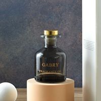 Diffuseur en verre noir mat de luxe, 150 ml, flacon rond vide pour diffuseur de parfum, flacon pour diffuseur d'huiles essentielles