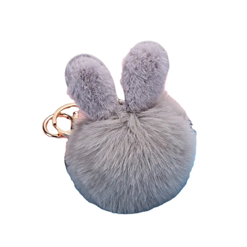 Giá Rẻ Tai Thỏ Quyến Rũ Vàng Vòng Chìa Khóa Tai Pom Fluffy Lông Bóng Sang Trọng Keychain Cho Xe Keyring Túi Món Quà Quyến Rũ