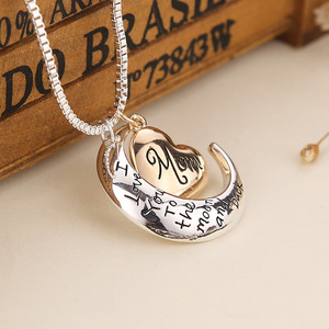 Te amo mamá a <span class=keywords><strong>la</strong></span> Luna y Back corazón de oro media luna de plata Luna colgante de collar para regalo de Día de <span class=keywords><strong>la</strong></span> madre - Product Image 3