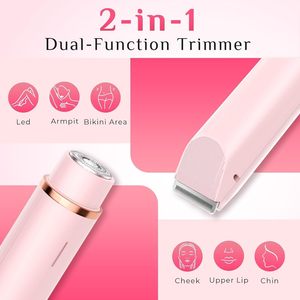 Nouveau tondeuse électrique <span class=keywords><strong>2</strong></span>-en-1 pour <span class=keywords><strong>femme</strong></span>, double tête, étanche, rasoir sans douleur à piles pour poils pubiens et corporels, rose - Product Image 3