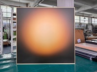Applique murale en acrylique à dégradé abstrait du lever au coucher du soleil avec variateur rotatif continu, décoration murale lumineuse moderne de luxe pour penthouse