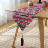 Vintage bleu Boho Nation gland chemin de Table tissé géométrie impression nappe pour la maison et Restaurant cuisine décor