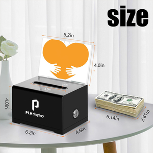Caja de Donaciones Acrílica Personalizada con Cerradura y Ranura para Letrero |   Contenedor Multiusos para Votaciones, <span class=keywords><strong>Sorteos</strong></span> y Recolección de Propinas, Almacenamiento Seguro - Product Image 3