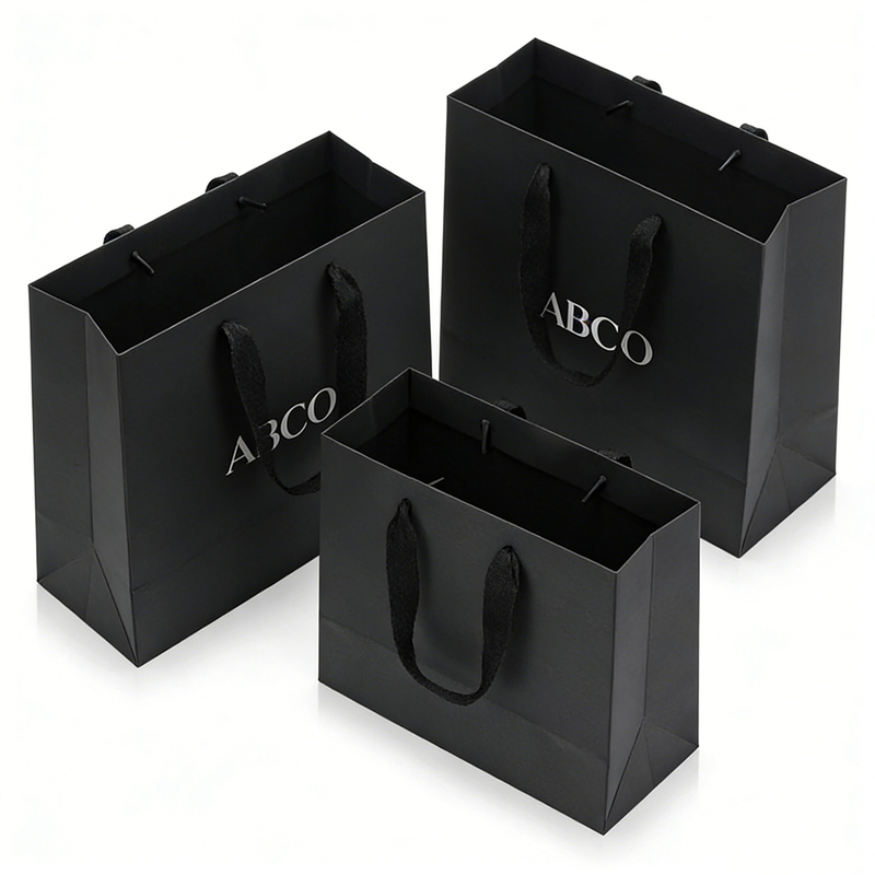 Luxury Black Paper Shopping Bags Laminated