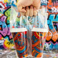 Sac à emporter jetable simple et double compartiment en LDPE épaissi, portable, pour emballage de thé au lait – En stock