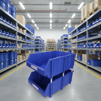 Boîte de rangement modulaire empilable INORDER pour rayonnage d'entrepôt, bac de préhension ouvert avec fente pour étiquette, bleu