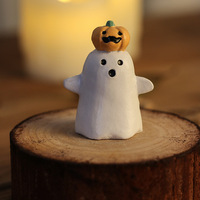 Ornamen Resin Halloween Figur Burung Hantu Kelelawar Labu Hantu Lucu 31 Oktober Cetakan Hadiah Pesta Dekorasi Meja Rumah