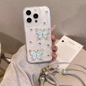 כיסוי טלפון פרימיום שקוף ועמיד בפני זעזועים עם עיצוב פרפר לאייפון, עיצוב מקדחי מים, כיסוי TPU יוקרתי לאחיזה בטלפון, באריזת OPP - Product Image 6