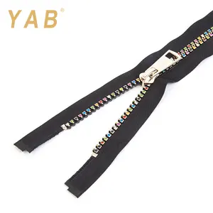 맞춤형 패션 멋진 다채로운 8 # 블랙 장식 라인 석 수지 다이아몬드 지퍼