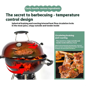 18.5 pollici all'aperto campeggio americano barbecue griglia profondo disegnato Apple cortile stile con termometro per brasato cibi arrostiti - Product Image 3