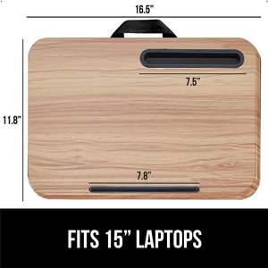 Support d'ordinateur portable couleur bois clair avec coussin moelleux et support de téléphone, compatible avec les ordinateurs portables de 15,6 pouces, idéal pour une utilisation confortable sur lit ou canapé - Product Image 6