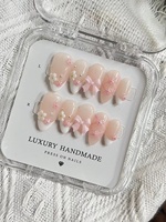 Lot de 10 faux ongles en PMMA peints à la main, couvrance totale, magnifiques, design personnalisé, faits à la main, pour salon de manucure