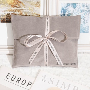 Busta di velluto grigio di alta qualità custodia per imballaggio di scarpe con Logo personalizzato stampato per capelli borsa custodia in velluto - Product Image 5