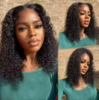 Perruques de luxe en cheveux humains brésiliens Chengxi, 13*4, avec dentelle frontale complète, super double drawn, bouclées, style bob, pour femme noire
