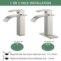 Robinet cascade monotrou en acier inoxydable 304 chromé, mitigeur chaud/froid pour lavabo de salle de bain avec valve en céramique
