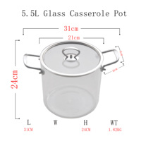 Marmite en verre à double anse grande capacité avec poignée en alliage d'aluminium, compatible avec les cuisinières à gaz américaines et les plaques vitrocéramiques