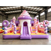 Château gonflable géant sur le thème des bonbons avec toboggan pour enfants, équipement de jeu pour parc d'attractions