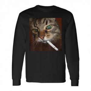 Cat Meme Cat Smoking <b>Cigarette</b> Long <b>Sleeve</b> T-Shirt - Product Image 2