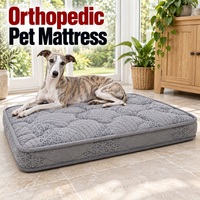 Matelas orthopédique pour chien à marque privée avec matelassage large gris ondulé et housse amovible lavable pour les marques de détail