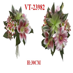 Le plus récent 30cm Bush mixte/Bouquet/Bouquet soie/tissu/tissu Polyester fleurs mélangées artificielles X7STEMS fête des mères noël - Product Image 5