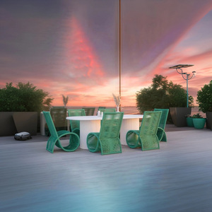 Ensemble <span class=keywords><strong>de</strong></span> <span class=keywords><strong>table</strong></span> et chaises <span class=keywords><strong>de</strong></span> salon en aluminium <span class=keywords><strong>de</strong></span> style nordique pour extérieur, cour et balcon, <span class=keywords><strong>table</strong></span> basse <span class=keywords><strong>de</strong></span> villa pour usage hôtelier - Product Image 1