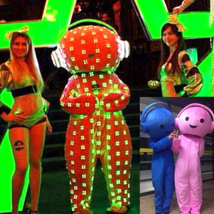Costume <span class=keywords><strong>de</strong></span> poupée avec lumières LED, vêtement illuminé, Robot costume <span class=keywords><strong>de</strong></span> boîte <span class=keywords><strong>de</strong></span> <span class=keywords><strong>nuit</strong></span>, costume <span class=keywords><strong>de</strong></span> bal, casque d'écoute, vêtements Cosplay Halloween - Product Image 2